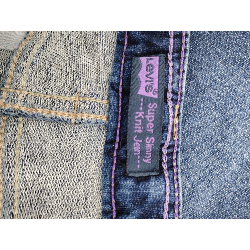 Levis 511 Slim Girls Blue Stretch Straight Denim Jeans Pants Sz 14R - Picture 4 of 10